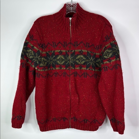 Vintage Eddie Bauer Wool Snowflake Full Zip Sweater Size XL - Picture 1 of 8